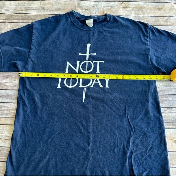 NOT TODAY Game of Thrones Navy Blue Shirt Unisex Large Gildan GOT T-Shirt Tee - Picture 9 of 11